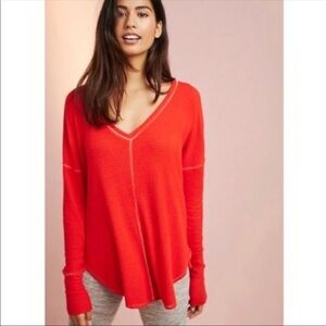 Anthropologie Saturday Sunday Thermal V Neck Top